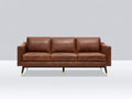 Sofás 3 plazas tapizado efecto piel envejecida 220x90x84 cm marrón para salón estilo industrial