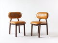 Sillas de comedor piel sintética 50x54x78 cm - Marrón coñac-Madera oscura - Juego de 2