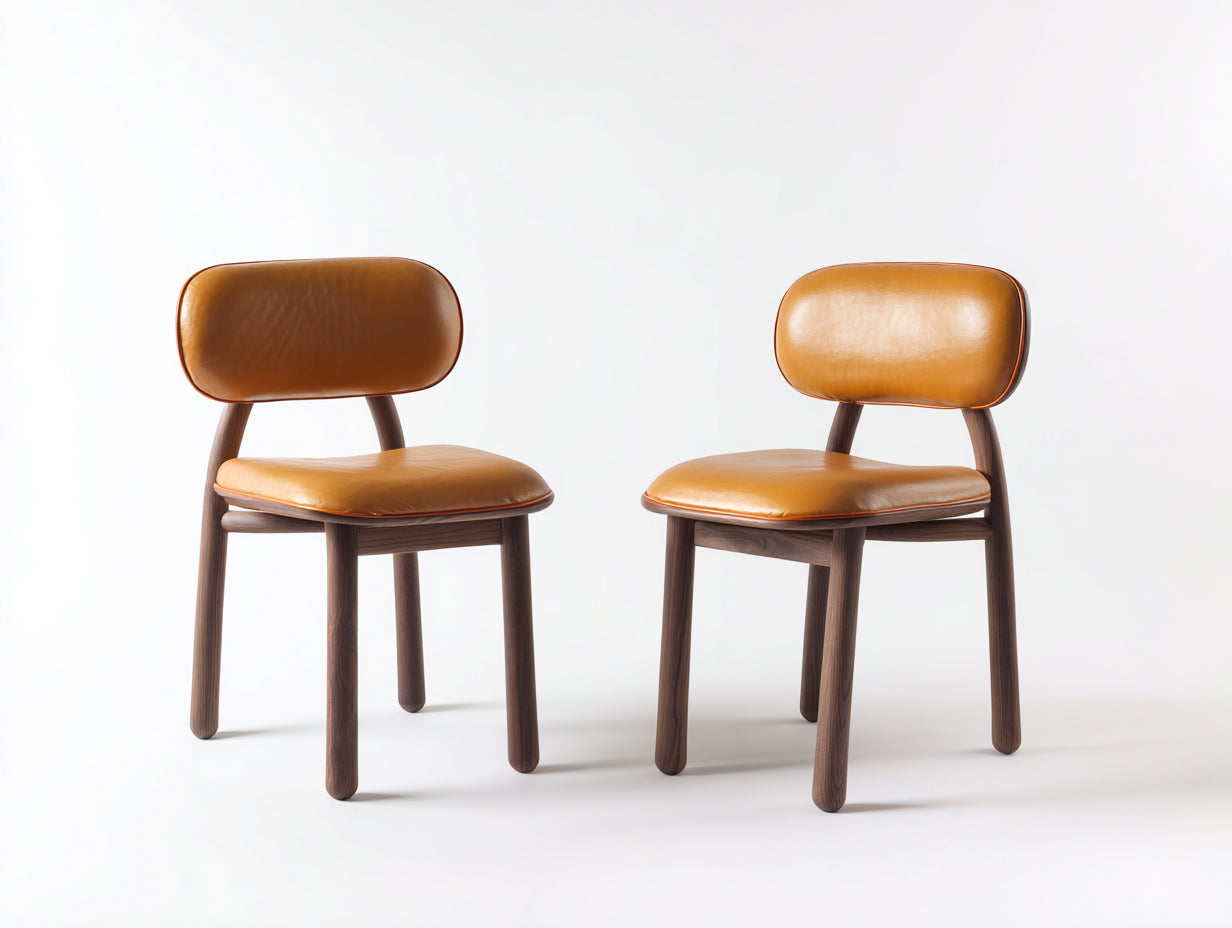 Sillas de comedor piel sintética 50x54x78 cm - Marrón coñac-Madera oscura - Juego de 2