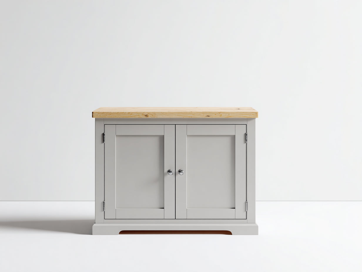 Aparadores madera MDF 100x40x80 cm - Gris claro-Madera natural - 2 puertas