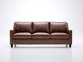 Sofás 3 plazas tapizados en cuero sintético marrón 220x90x82 cm para salón estilo moderno con patas negras