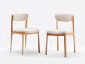 Sillas de comedor tapizadas 48x54x80 cm - beige y madera natural - conjunto de 2 estilo nórdico