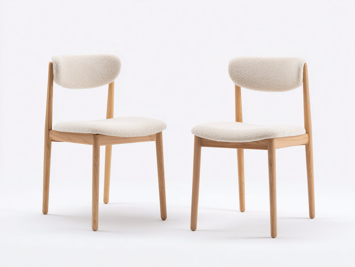 Sillas de comedor tapizadas 48x54x80 cm - beige y madera natural - conjunto de 2 estilo nórdico