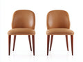 Sillas de comedor tapizadas 48x55x83 cm - marrón claro y madera oscura - conjunto de 2 estilo moderno