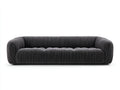 Sofás 3 plazas tapizados en pana gris oscuro 240x95x72 cm para salón estilo moderno con brazos redondeados