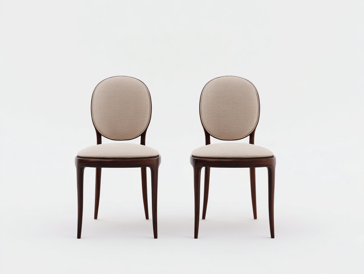 Sillas de comedor tapizadas en tela 50x55x91 cm beige-marrón oscuro para comedor estilo clásico set de 2