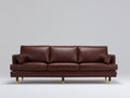 Sofás 3 plazas efecto piel 230x92x82 cm - marrón oscuro y dorado - estilo clásico moderno