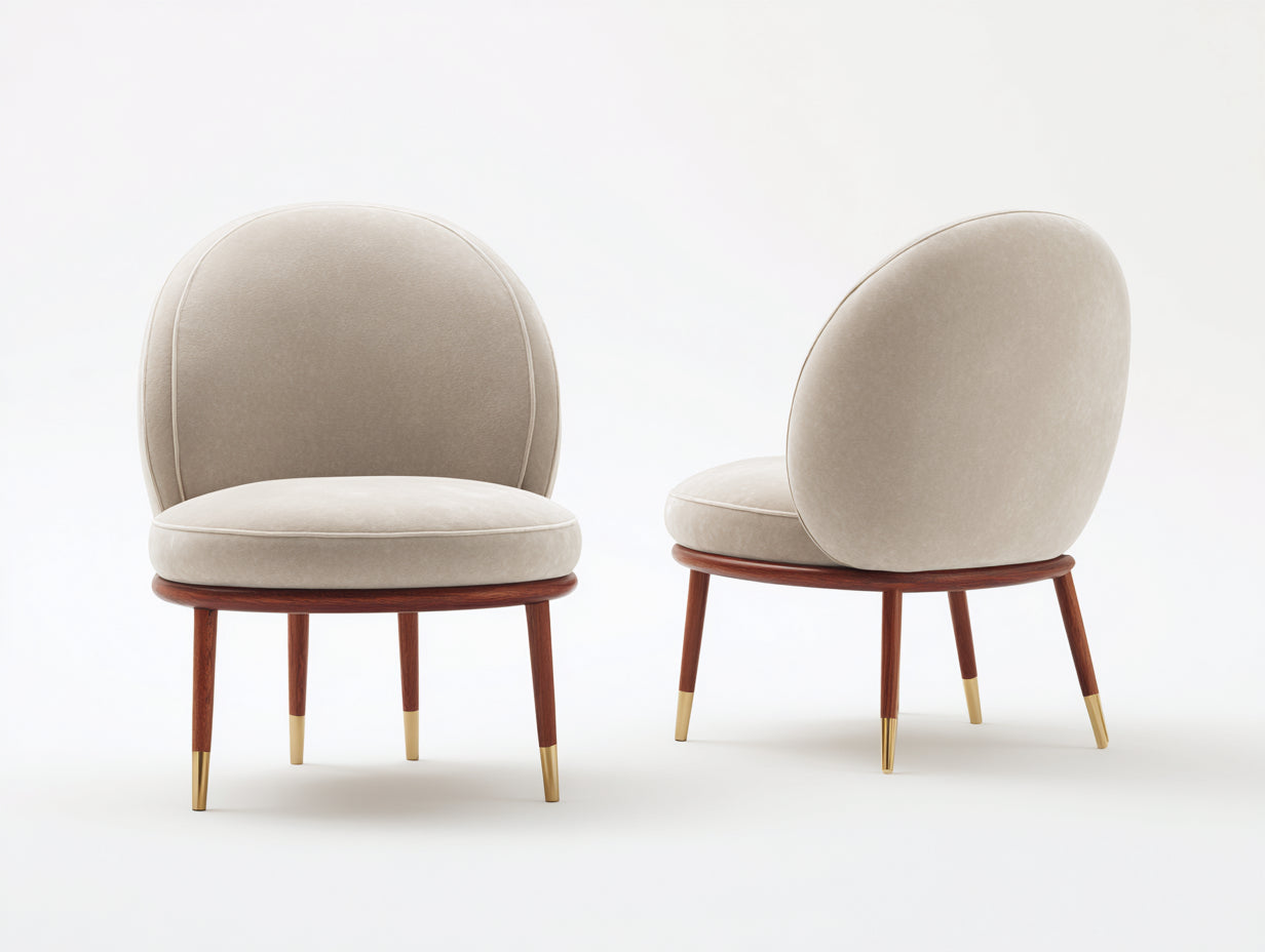 Sillas de comedor tapizadas 58x56x76 cm - beige y nogal - conjunto de 2