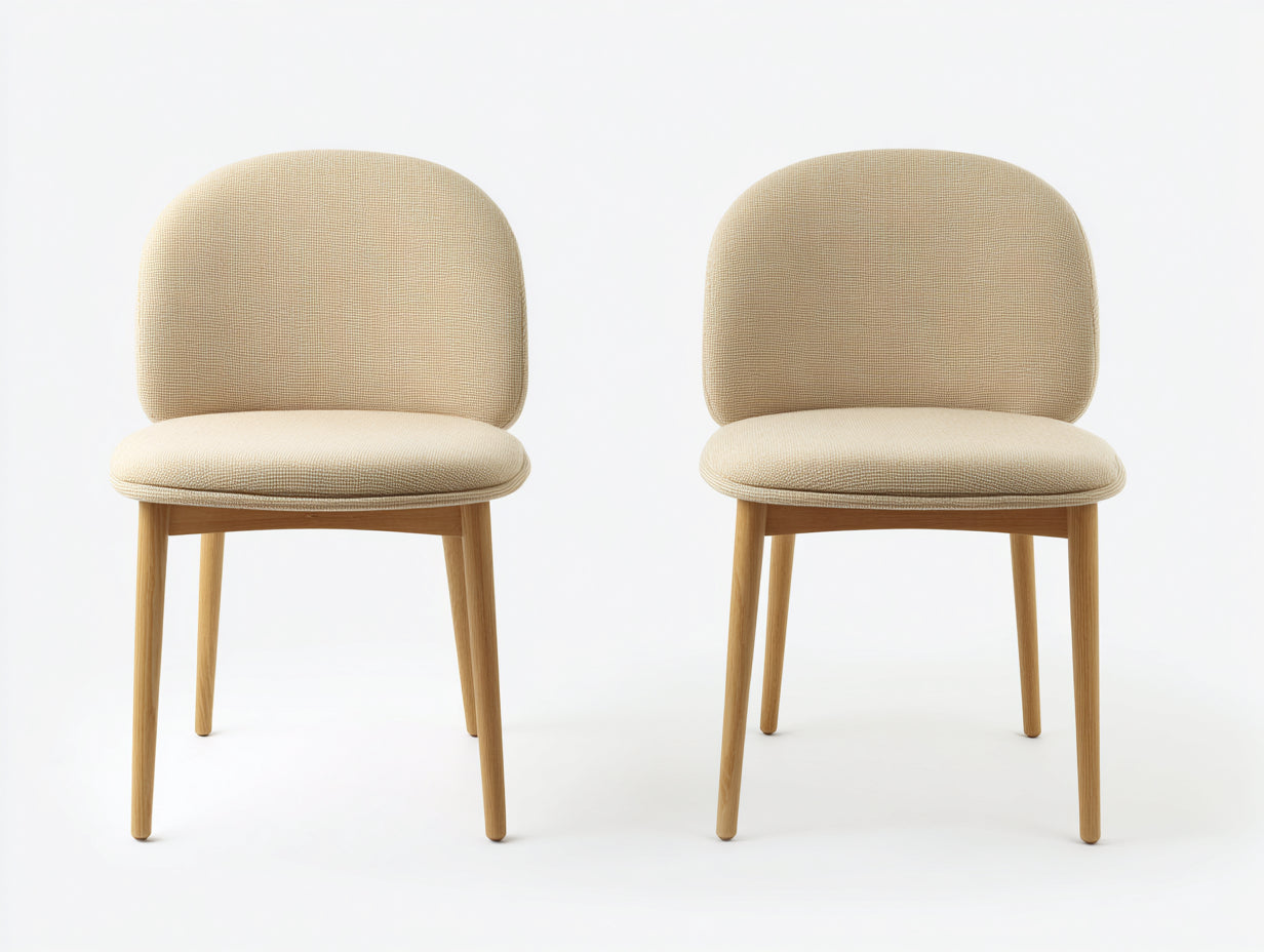 Sillas de comedor tapizadas 52x56x78 cm - beige y roble natural - conjunto de 2