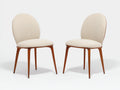 Sillas de comedor tapizadas en tela beige 52x54x83 cm para comedor con respaldo redondeado y patas de madera