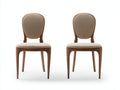 Sillas de comedor madera y tela 48x52x90 cm - Beige-Madera natural - Juego de 2