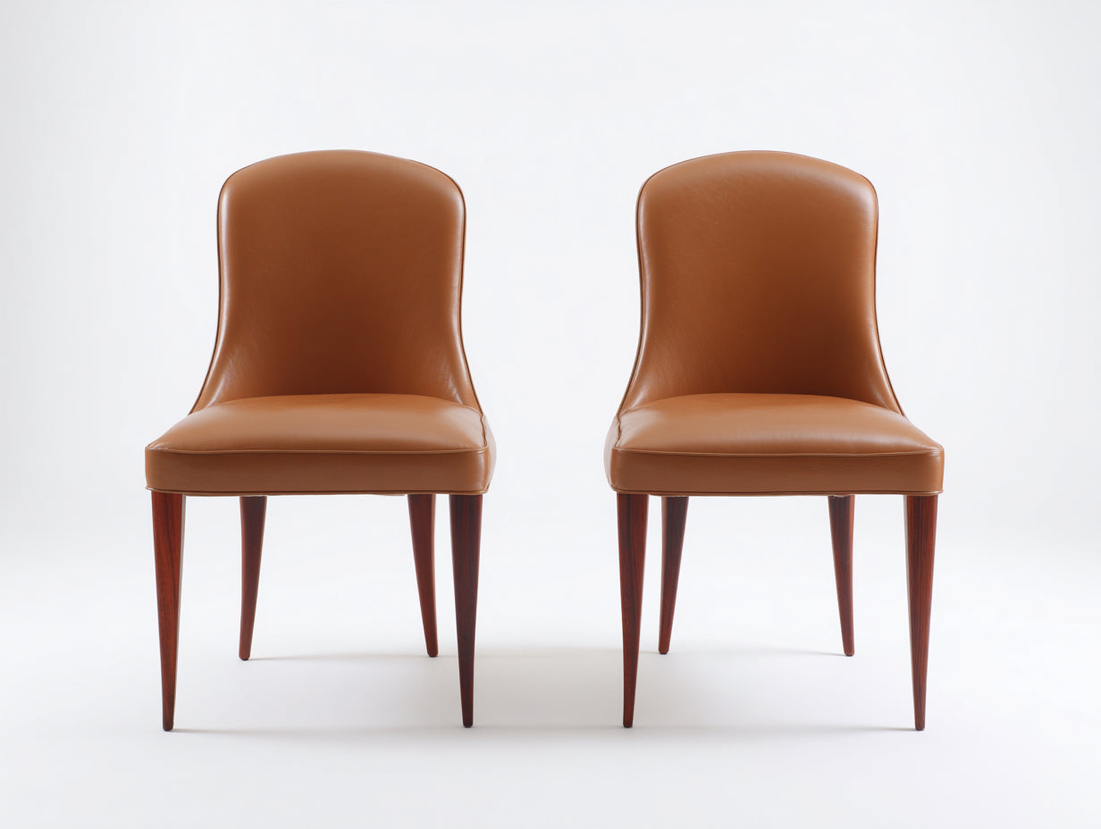 Sillas de comedor tapizadas en cuero sintético 54x58x88 cm marrón caramelo-marrón oscuro para comedor estilo moderno juego de 2
