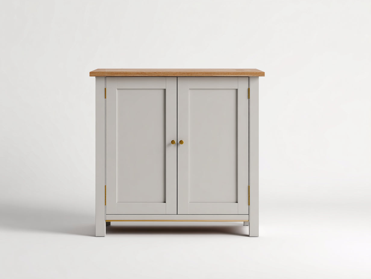 Aparadores de madera de ingeniería 90x40x90 cm blanco roto-marrón natural para cocina y comedor estilo rústico moderno con 2 puertas