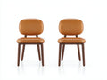 Sillas de comedor tapizadas 52x55x78 cm - marrón coñac y nogal - conjunto de 2