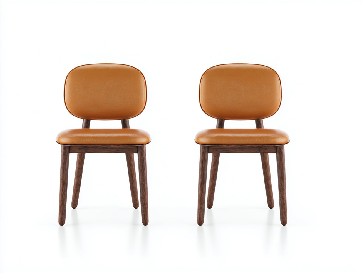 Sillas de comedor tapizadas 52x55x78 cm - marrón coñac y nogal - conjunto de 2
