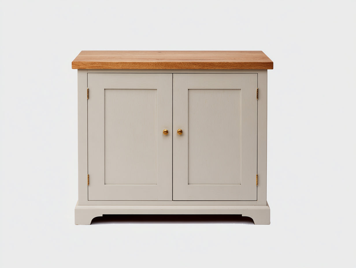 Aparadores de tablero MDF beige y madera natural 100x40x85 cm para comedor y cocina estilo rústico con 2 puertas