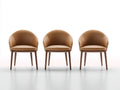 Sillas de comedor tapizadas en cuero sintético 58x58x82 cm marrón caramelo-marrón oscuro para comedor estilo moderno envolvente set de 3