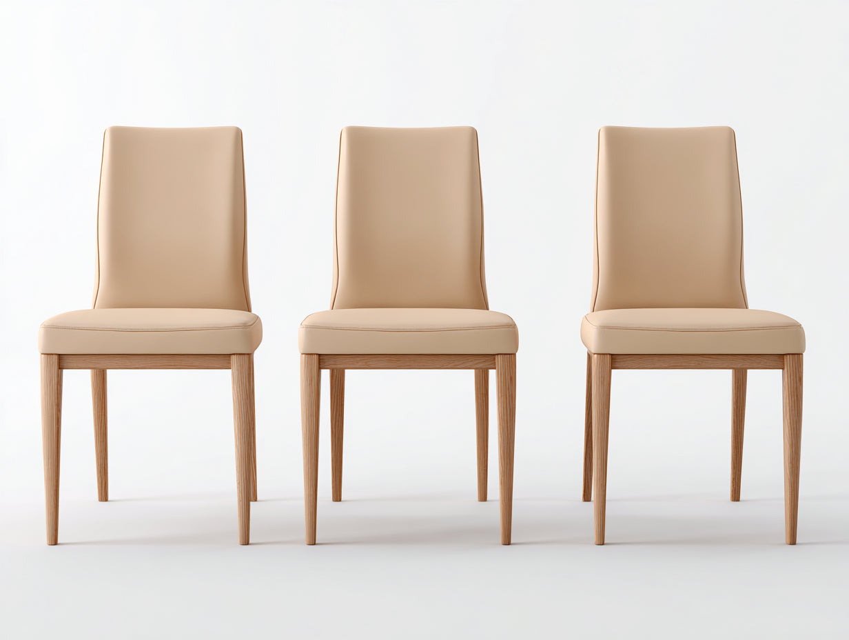 Sillas de comedor tapizadas 48x55x88 cm - beige y roble natural - set de 3