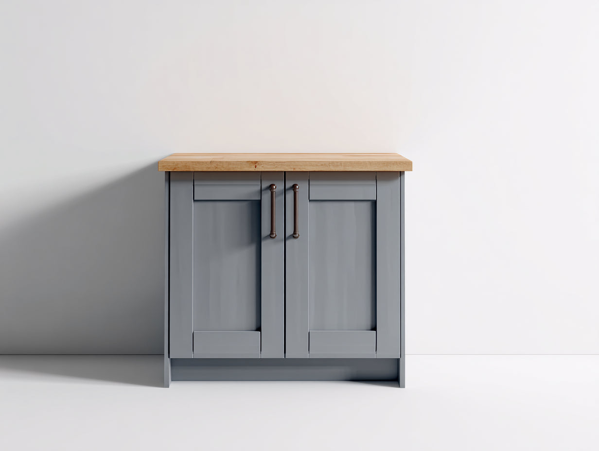 Aparadores de madera 110x45x85 cm - gris azulado y roble natural - 2 puertas