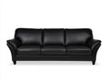 Sofás 3 plazas de piel sintética 220x88x82 cm - negro - brazos curvos acolchados