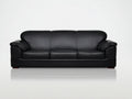 Sofás 3 plazas piel sintética 220x88x82 cm - Negro-Madera oscura - Respaldo curvo