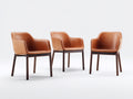 Sillas de comedor piel sintética 58x60x78 cm - Marrón coñac-Madera oscura - Set de 3
