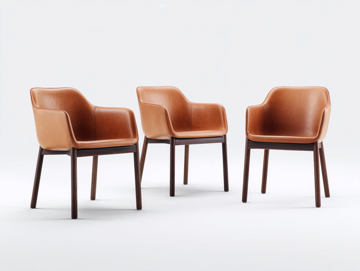 Sillas de comedor piel sintética 58x60x78 cm - Marrón coñac-Madera oscura - Set de 3