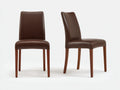 Sillas de comedor tapizadas 46x56x96 cm - marrón y madera oscura - conjunto de 2 estilo clásico