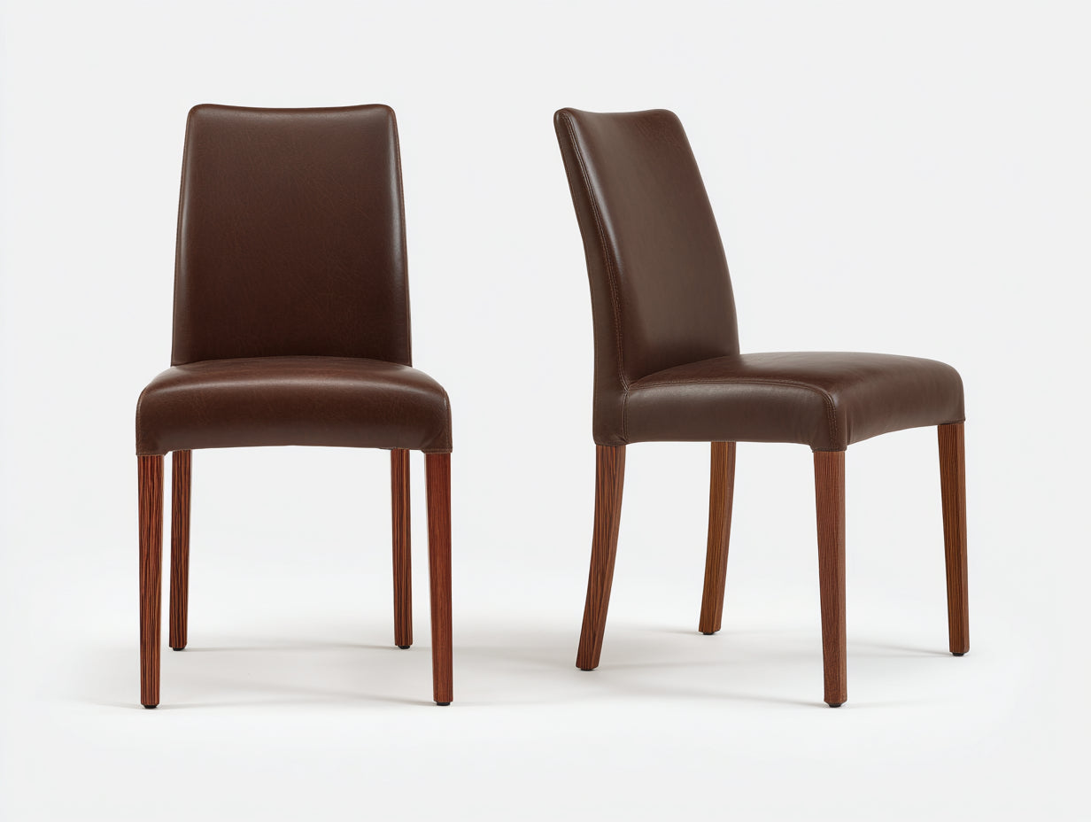 Sillas de comedor tapizadas 46x56x96 cm - marrón y madera oscura - conjunto de 2 estilo clásico
