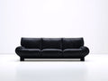 Sofás 3 plazas piel sintética 215x90x78 cm - Negro - Reposabrazos redondeados