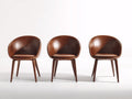 Sillas de comedor tapizadas 58x60x80 cm - marrón y madera oscura - set de 3 estilo moderno