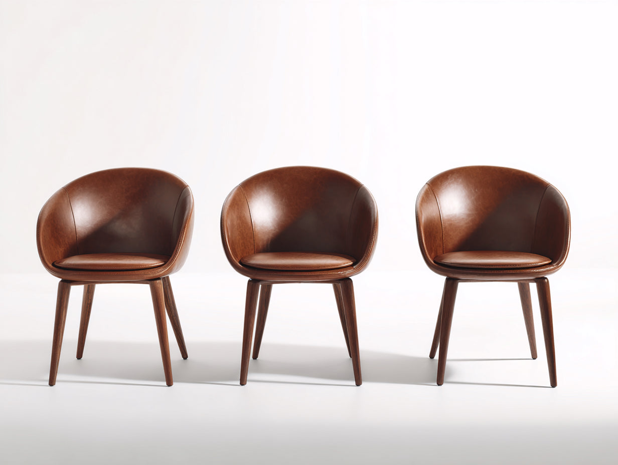 Sillas de comedor tapizadas 58x60x80 cm - marrón y madera oscura - set de 3 estilo moderno