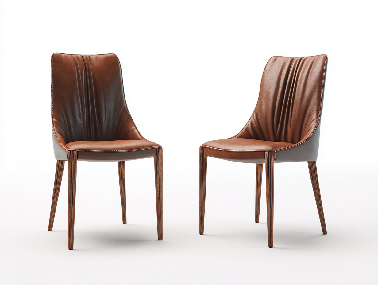 Sillas de comedor piel sintética 48x56x88 cm - Marrón-Madera oscura - Juego de 2