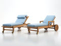 Tumbonas de madera 200x72x88 cm - madera natural y azul claro - set de 2 con ruedas estilo mediterráneo